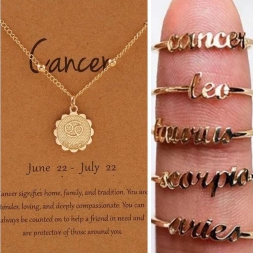 Cancer Constellation Coin Necklace & Ring